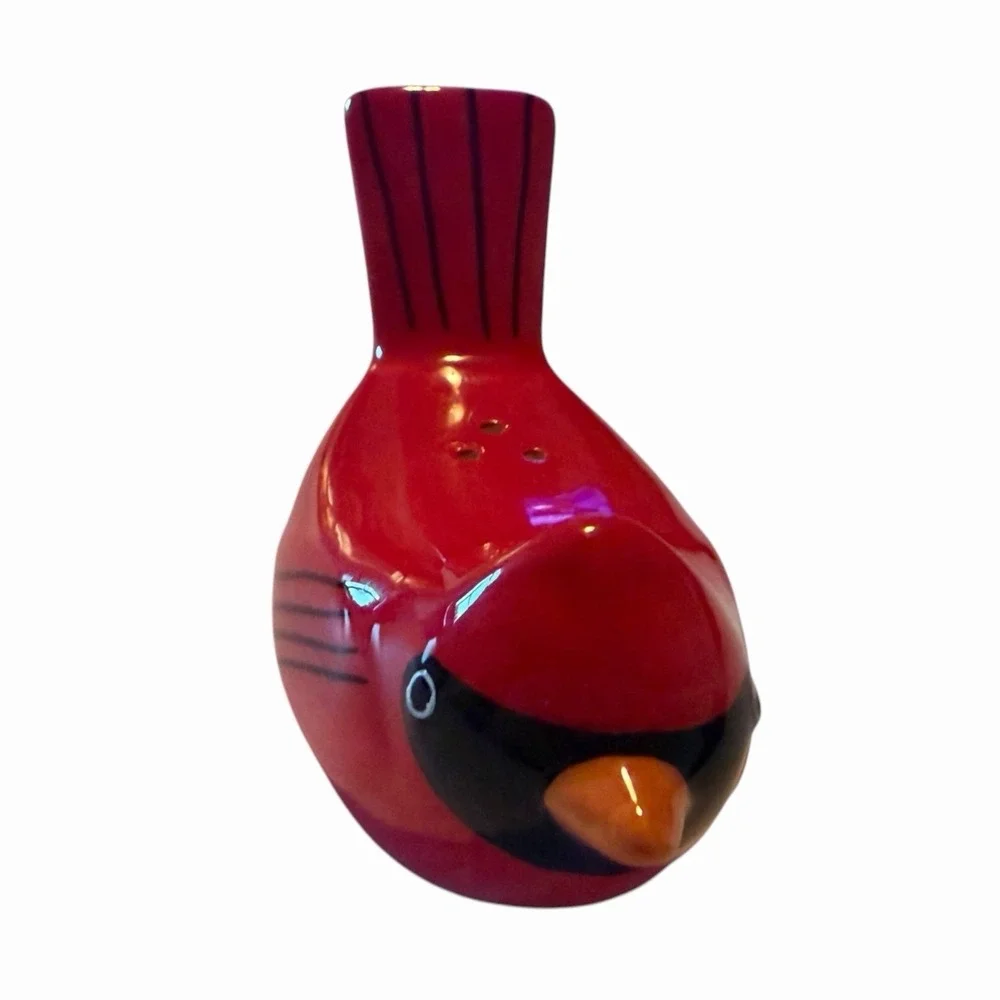 Cardinal Bird Salt & Pepper Shakers Red Ceramic Pair Cottage Farmhouse Decor